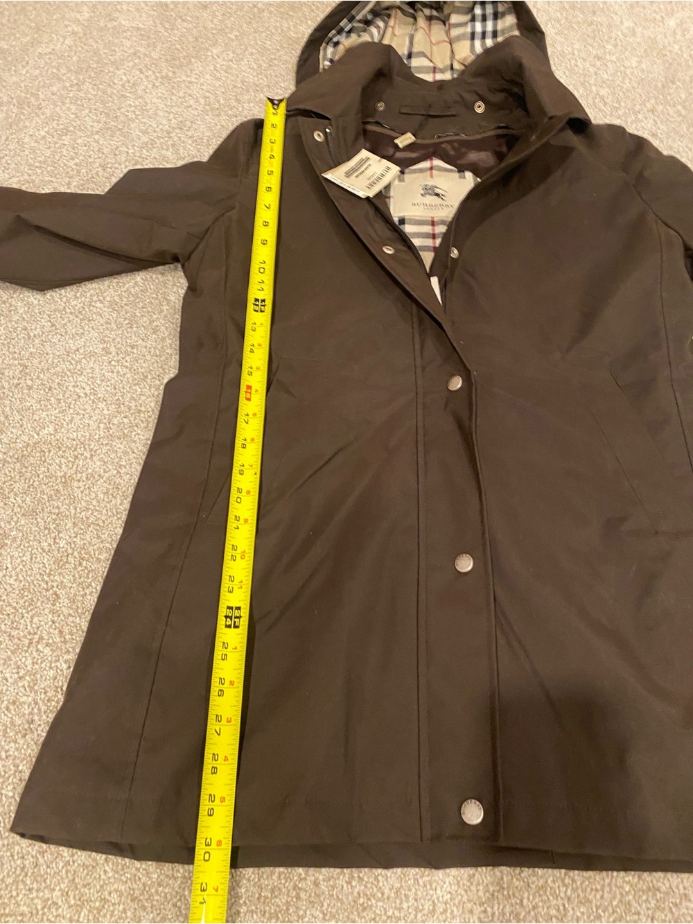 Burberry London Kayla water repellent Dark Brown Hooded Trench Coat Plaid Lining - Picture 4 of 10